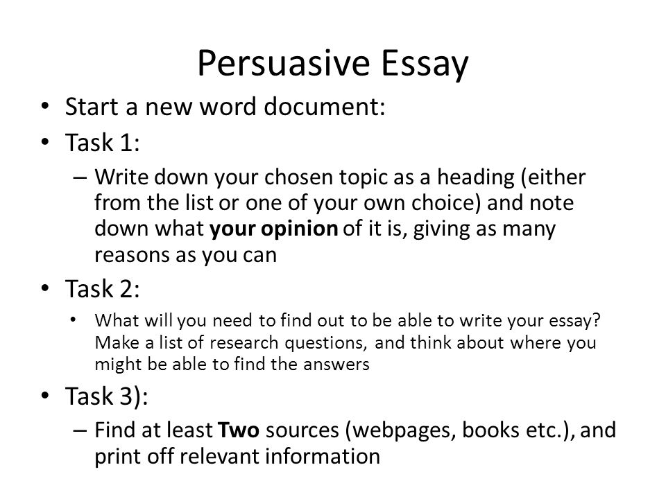 How to start a persuasive essay